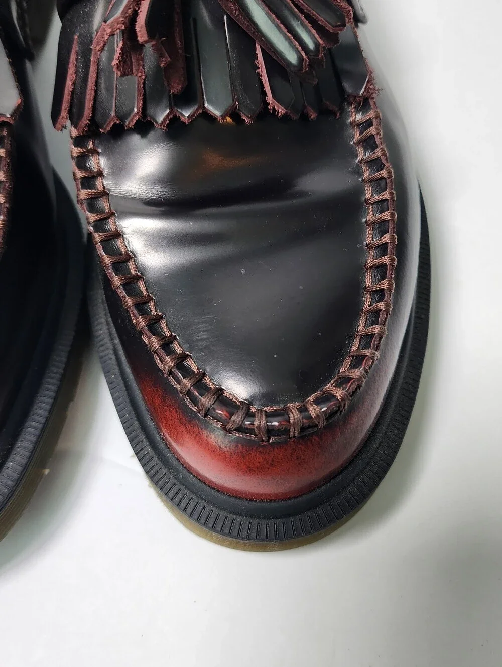 Dr Martens Adrian Arcadia Leather Tassel Loafer Cherry Red Burgandy Size 9